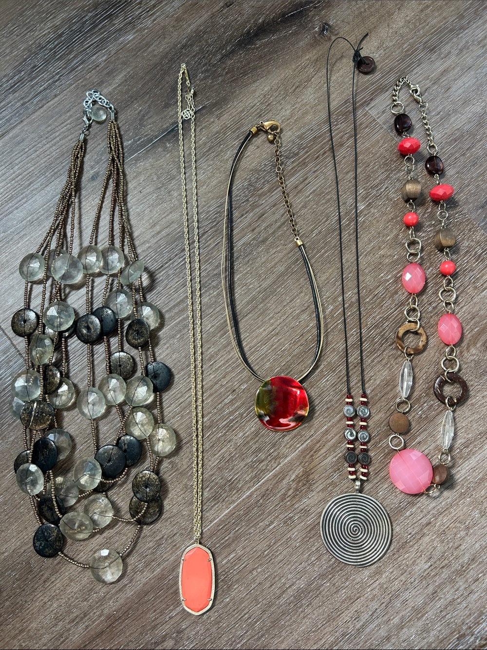 Gold-Tone Pink Beaded Fashion Necklaces- Women's Jewelry